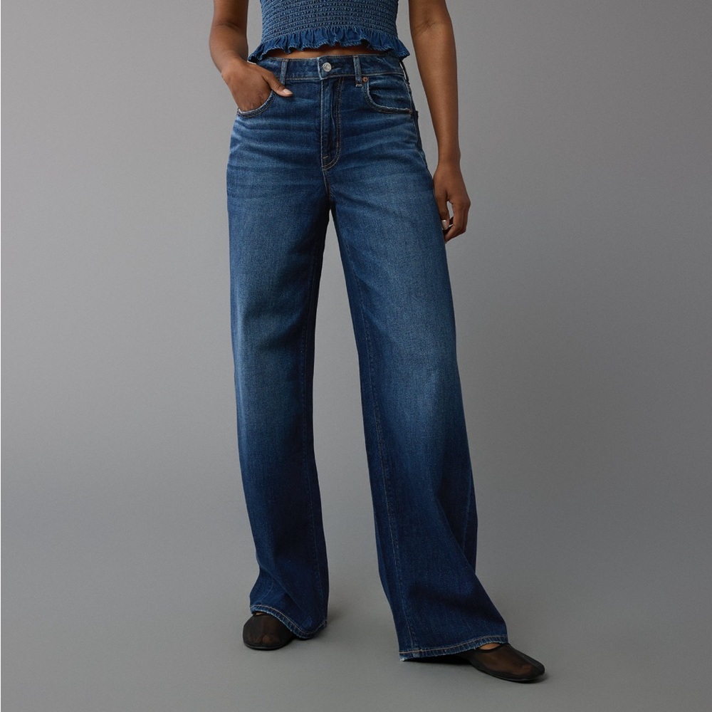 AEO Dreamy Drape Super High Waisted Baggy Wide Leg Jeans